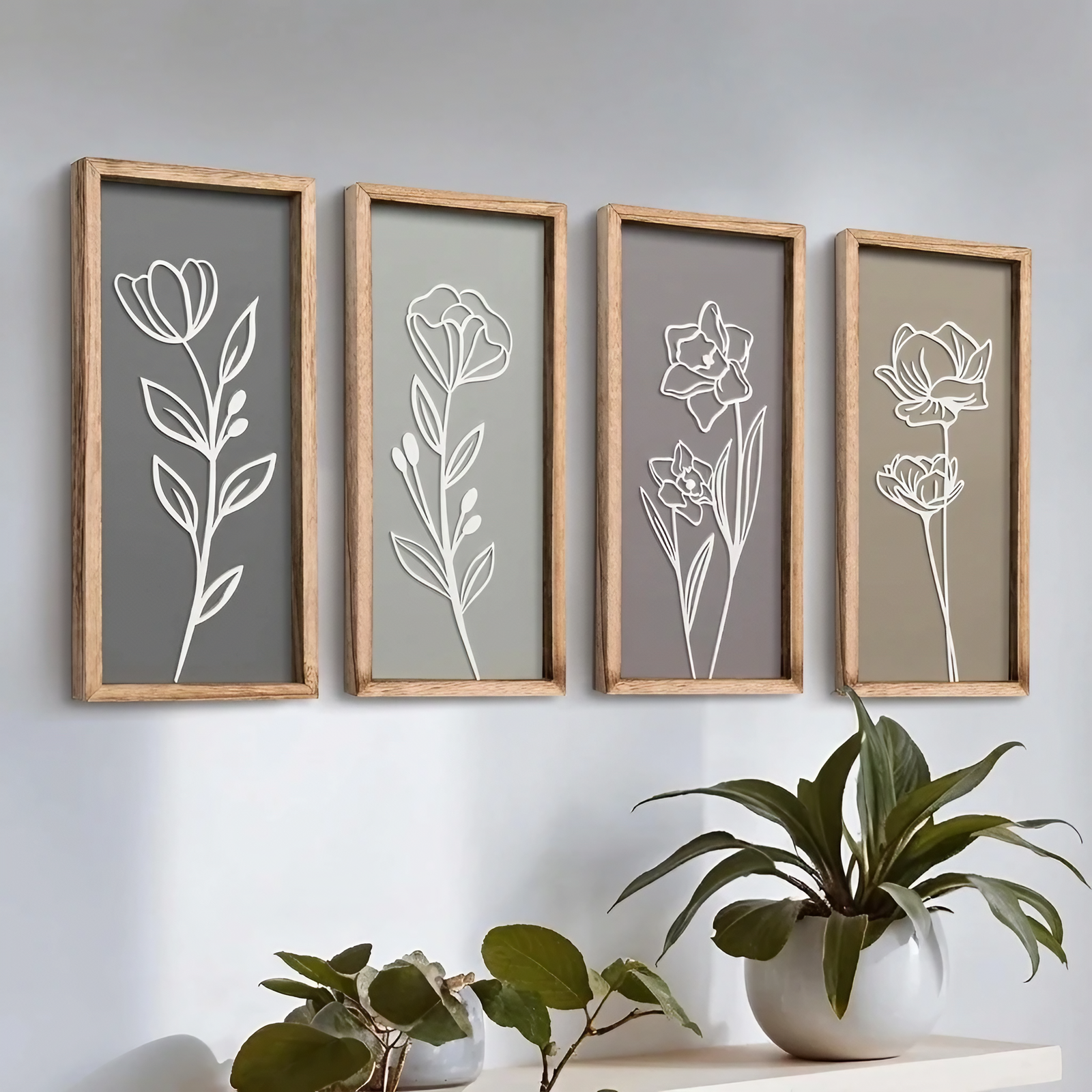 Set-of-4 Flower Wall Art